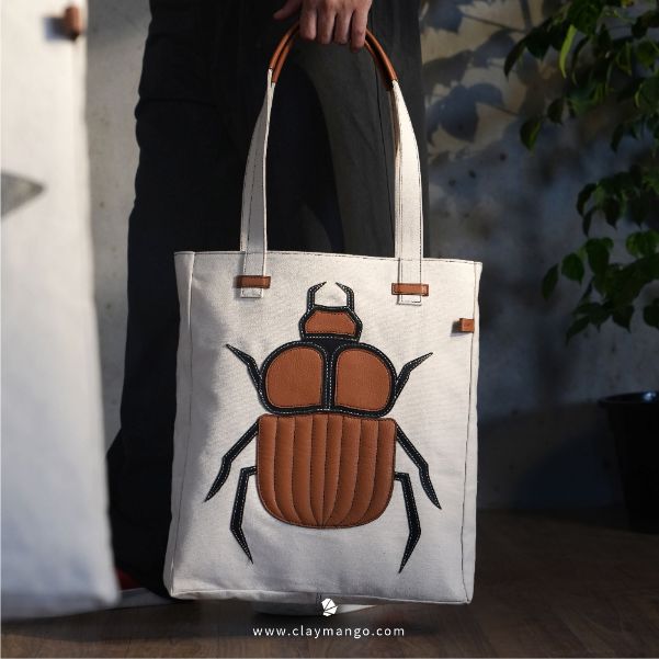 Beetle Leather Canvas - Tote Bag