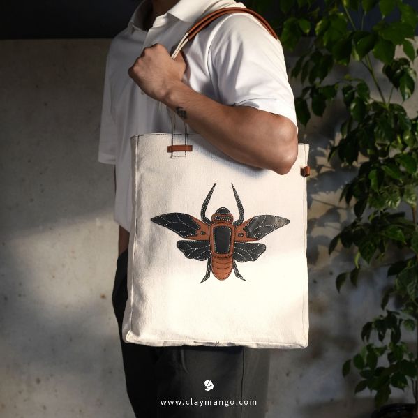 Cicada Leather Canvas - Tote Bag