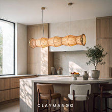 Load image into Gallery viewer, UrbanEscape - Linear Industrial Pendant lamp with Natural Cane/Rattan mesh for Home, restaurants and offices.
