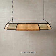 Load image into Gallery viewer, Zagon Sleek Linear - Industrial Pendant lamp with Natural bamboo mesh for Home, restaurants and offices.
