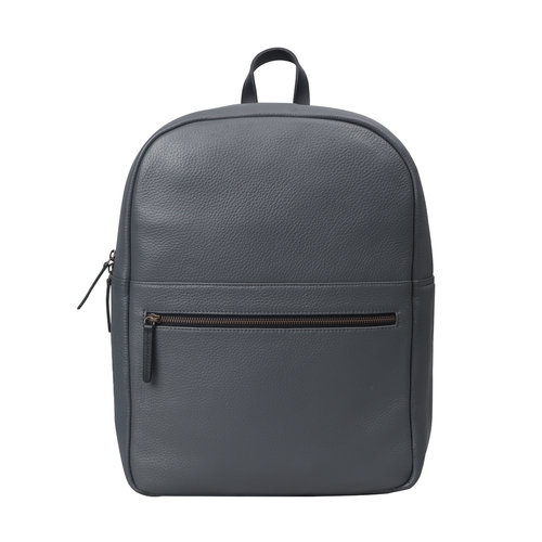 Grey leather laptop backpack