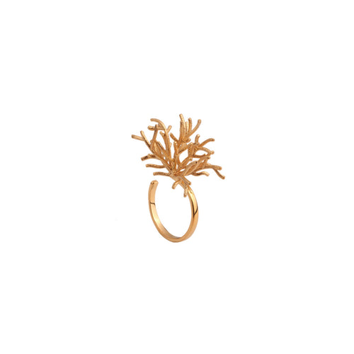 BRANCHED sterlling silver ring - GOLD PLATED-Jewellery-Claymango.com