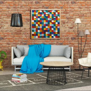 Multi colour Modern Wooden pixel Wall sculpture, Abstract wood painting wall artworks-Home Décor-Claymango.com