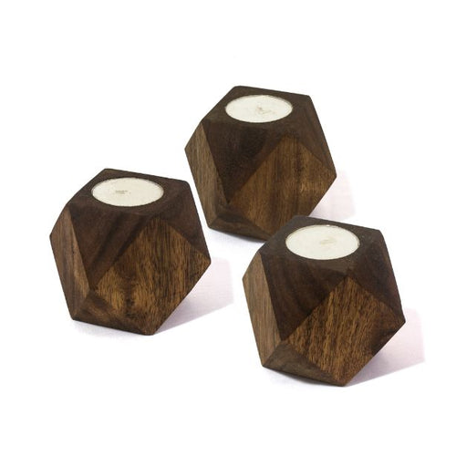 Faceted Cube Tea-Lights (Set of 3)-Home Décor-Claymango.com