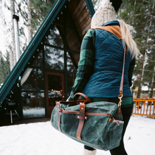 Load image into Gallery viewer, Waxed Canvas woodland duffle (Forest Green)-Bags-Claymango.com
