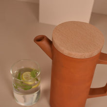 Load image into Gallery viewer, Minimal, Sleek &amp; contemporary HandmadeTerracotta earthen Jug/Clay Pitcher for your Home/Office/Dinning and Table top - Double fired from Earthen collection - 1000ml/1 litre with Wooden lid-Terracotta-Claymango.com
