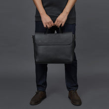 Load image into Gallery viewer, black leather office briefcase
