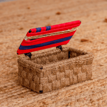 Load image into Gallery viewer, Handwoven Francais Storage Box - Sirohi - Colour_Blue, Colour_Red, Colour_White, purpose_decor, purpose_gifting, Purpose_Home Accessory, Purpose_Organiser, Purpose_Storage, rope material _macrame, Rope Material_Plastic Waste
