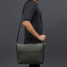 Load image into Gallery viewer, Green Leather office briefcase
