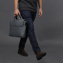 Load image into Gallery viewer, Grey leather laptop briefcase
