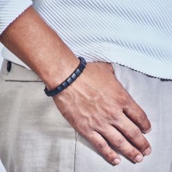 Level Cuff - Matte Black Noir-Medium (Fits from 7 - 7.5 inch), Large (Fits from 7.5 - 8 inch)-Mens Accessories-Claymango.com