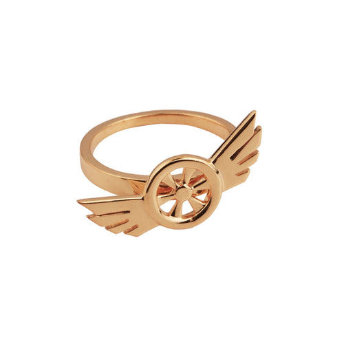 ROTATING BIKER sterlling silver ring - GOLD PLATED-Jewellery-Claymango.com