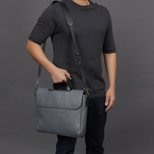 Load image into Gallery viewer, grey leather briefcase bag
