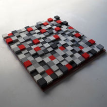 Load image into Gallery viewer, Gradient gray and Red colour Modern Wooden pixel Wall sculpture.-Home Décor-Claymango.com
