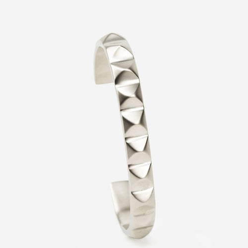 Obelisk Cuff - Satin Silver - , Large (Fits from 7.5 - 8 inch)-Mens Accessories-Claymango.com