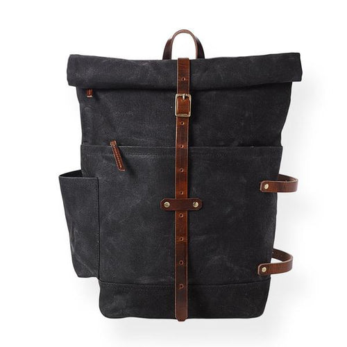 Mountain Pack (Deep Black) waxed canvas backpack-Bags-Claymango.com