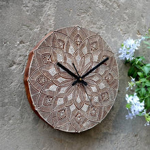 Load image into Gallery viewer, HANDCARVED WOODEN BLOCK WALL CLOCK for home ,Office ,Kitchen ,Bedroom-Home Décor-Claymango.com
