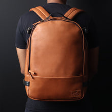 Load image into Gallery viewer, Tan leather laptop travel backpack
