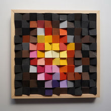 Load image into Gallery viewer, Fire colour Modern Wooden pixel Wall sculpture, Abstract wood painting wall artworks-Home Décor-Claymango.com
