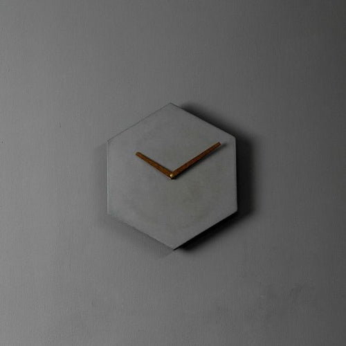 Concrete Hexa Wall Clock Grey-Home Décor-Claymango.com