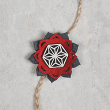 Load image into Gallery viewer, Handcrafted Mandala Block Rakhi from Bloom Collection - (Red &amp; Grey- Mandala)-Rakhi-Claymango.com
