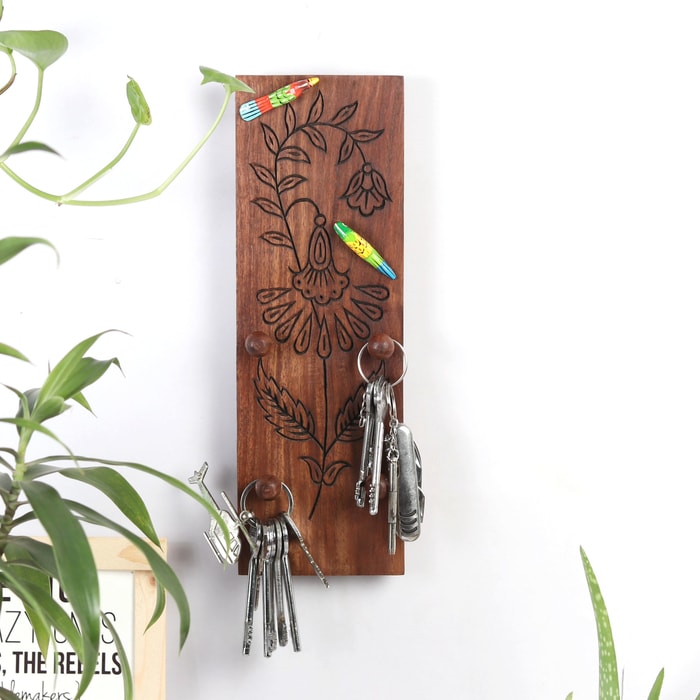 Key holder carved with birds-Home Décor-Claymango.com