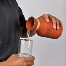 Load image into Gallery viewer, HandmadeTerracotta earthen Jug/Clay Hand Pitcher for your Home/Office/Dinning and Table top - Double fired from Earthen collection - 800ml + 1 Glass-Terracotta-Claymango.com
