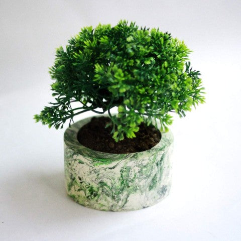 Paradox Round Green/Black Cement Planter/Vase/Flower Pot/Home Decor-Home Décor-Claymango.com