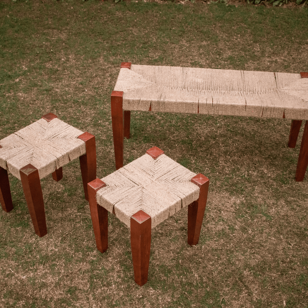Sparrow Bench & Stools Collection - Sirohi.org - Colour_Grey, Purpose_Indoor Seating, Purpose_Outdoor Seating, Rope Material_Natural Jute Fibre