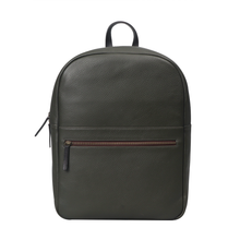 Load image into Gallery viewer, Green leather backpack 
