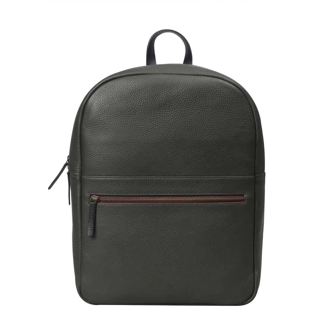 Green leather backpack 