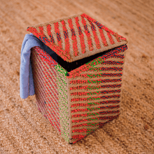 Load image into Gallery viewer, Gulnaz Upcycled Textile Laundry Basket - Sirohi - colour_beige, Colour_Gold, Purpose_Storage, Rope Material_Natural Jute Fibre, Rope Material_Plastic Waste
