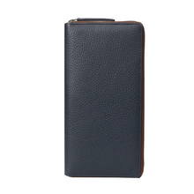 Load image into Gallery viewer, Navy Cheque Book Leather Wallet
