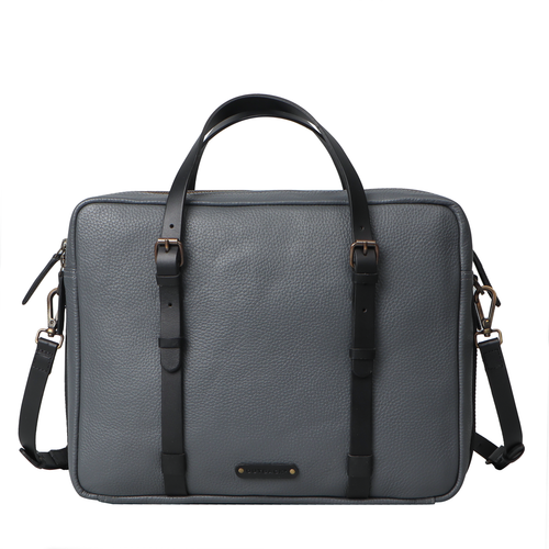 Grey Leather briefcase for men
