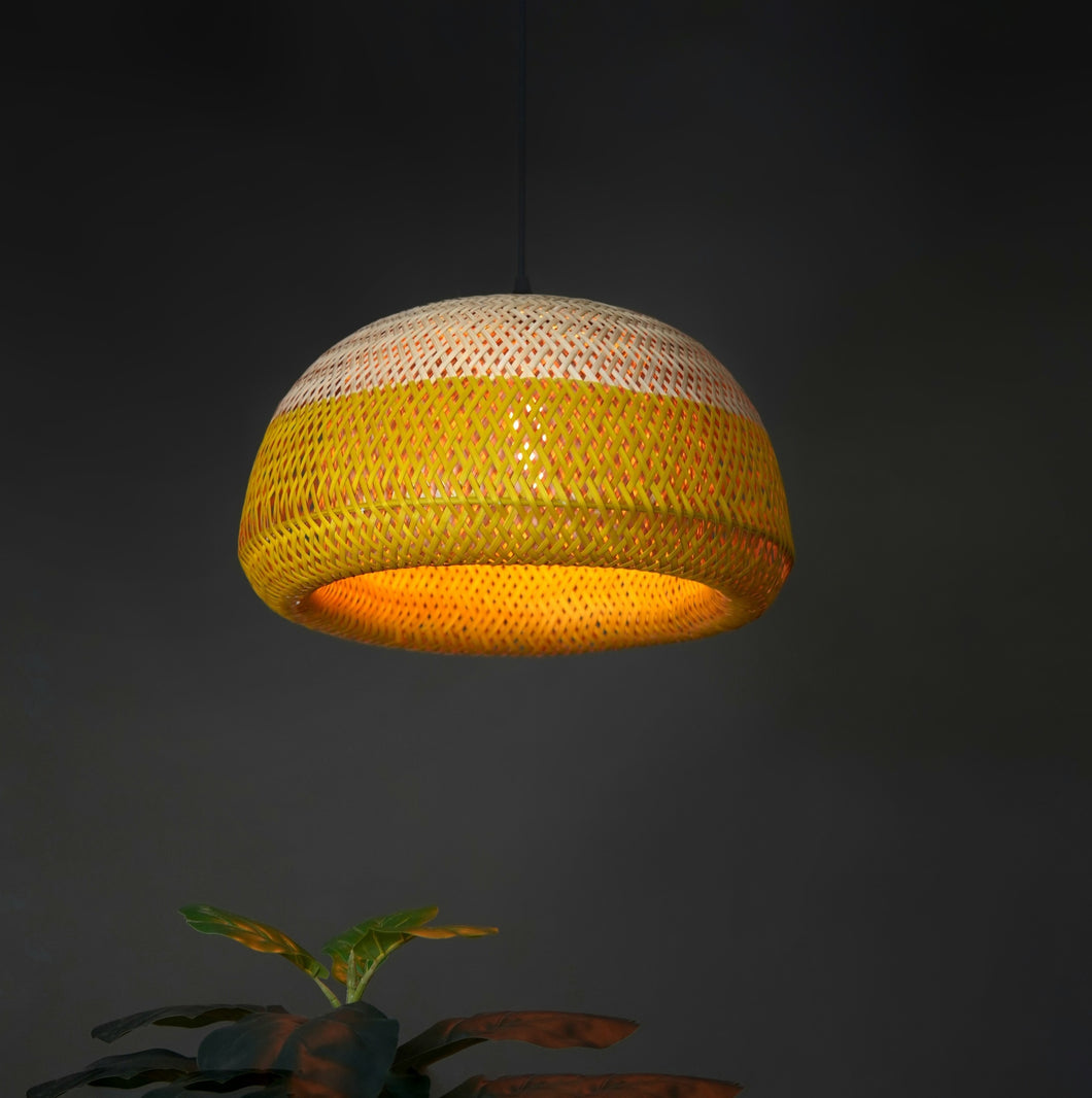 Decose - Unique handmade Woven Hanging Pendant Light, Natural/Bamboo Pendant Light for Home restaurants and offices.(Size: 15.5