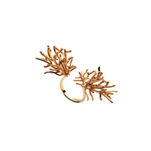 ROOTED sterlling silver ring - GOLD PLATED-Jewellery-Claymango.com