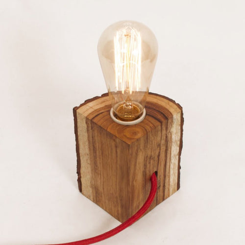 Natural wood triangle cut out Table top Lamp + Edison bulb-Lamp-Claymango.com