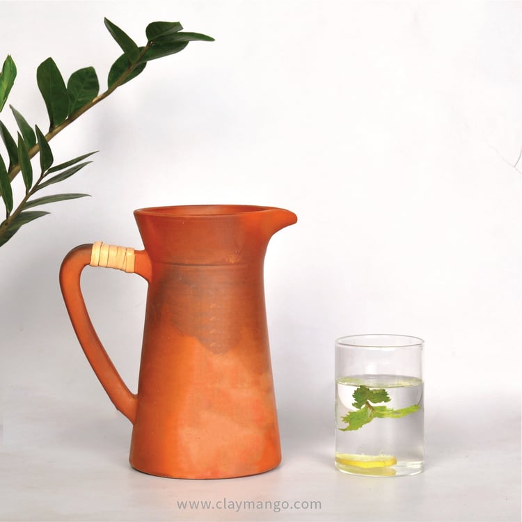 HandmadeTerracotta earthen Jug/Clay Pitcher for your Home/Office/Dinning and Table top - Double fired from Earthen collection - 1000ml/1 litre-Terracotta-Claymango.com