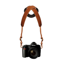 Load image into Gallery viewer, Tan leather DSLR camera Strap
