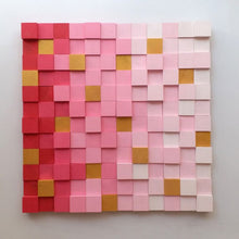 Load image into Gallery viewer, Gold and baby pink colour gradient Modern Wooden pixel Wall sculpture.-Home Décor-Claymango.com
