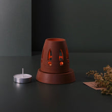 Load image into Gallery viewer, ARDHA handcrafted terracotta Tealight lamp (minimal &amp; Contemporary) for your study table, dining table, side table from Festive collection-Terracotta-Claymango.com
