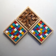 Load image into Gallery viewer, Set of Three Frames Burning and multicolour Modern Wooden pixel Wall sculpture.-Home Décor-Claymango.com
