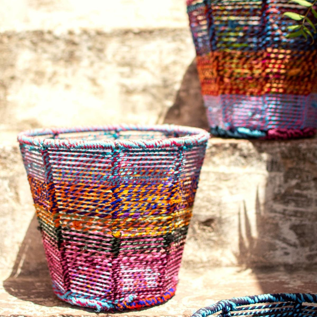 Sangariya Upcyled Textile Planter - Sirohi.org - Purpose_Home Accessory, Purpose_Lighting, Rope Material_Natural Jute Fibre, Rope Material_Recycled Cotton