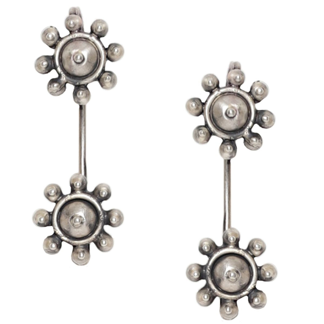 Flower ear clips - 92.5 Sterling Silver-Jewellery-Claymango.com