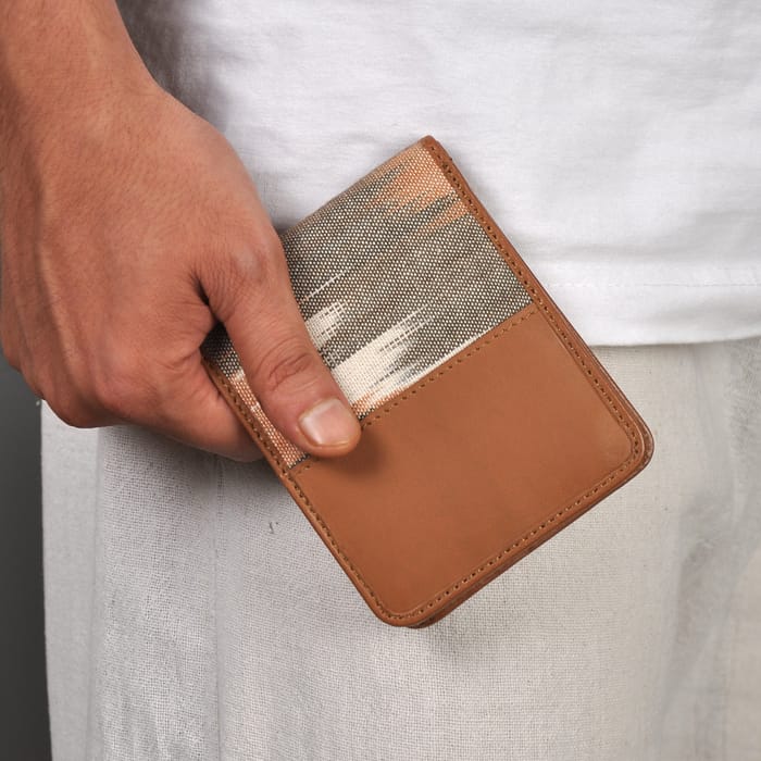 Weekend Wallet 2 - compact and contemporary handcrafted out of ikat and Genuine leather-Wallets-Claymango.com