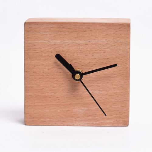 Square wooden block Clock Small white ash - SLC3P02-Home Décor-Claymango.com