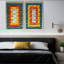 Load image into Gallery viewer, Set of Two Frames abstract colour Modern Wooden pixel Wall sculpture.-Home Décor-Claymango.com
