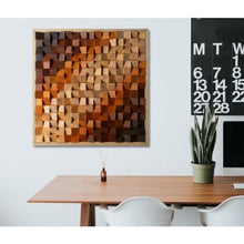 Load image into Gallery viewer, Natural oil and multicolour stain Gradient Modern Wooden pixel Wall sculpture.-Home Décor-Claymango.com
