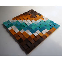 Load image into Gallery viewer, River Colour abstract Modern Wooden pixel Wall sculpture.-Home Décor-Claymango.com
