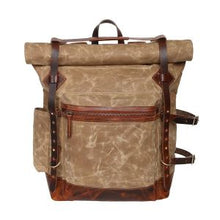 Load image into Gallery viewer, Handcrafted Wolf Pack (Sand Storm) waxed canvas Backpack with lifetime repair warranty-Bags-Claymango.com
